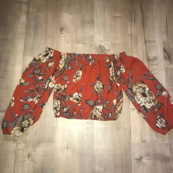 Audrey 3+1 Tops - Orange cropped shirt